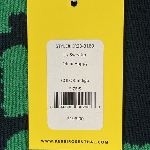 Kerri Rosenthal Oh Hi Happy Indigo Blue Cotton Knit Liz Sweater - Picture 3 of 12